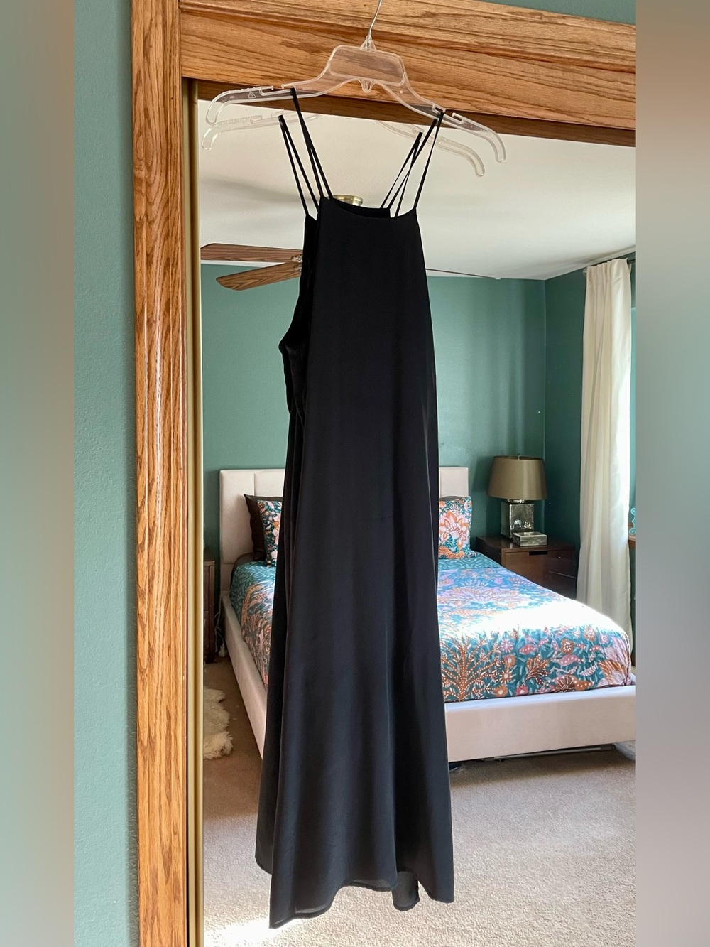 ANINE BING Black 100% Silk Slip Dress Spaghetti Strap NWOT Size Small